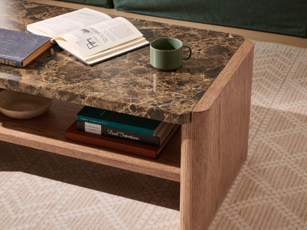 Hank Marble Coffee Table - Walnut - Image 6